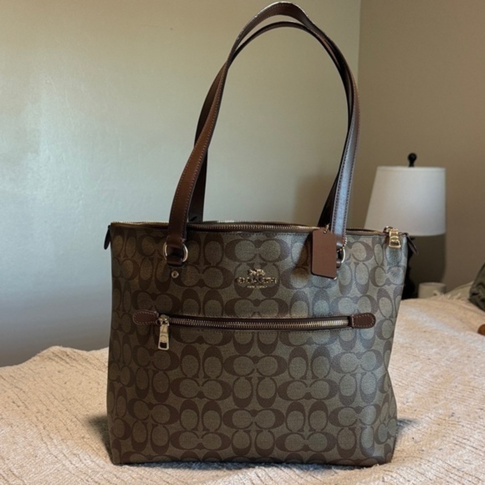 Coach Tan and Brown Signature Tote